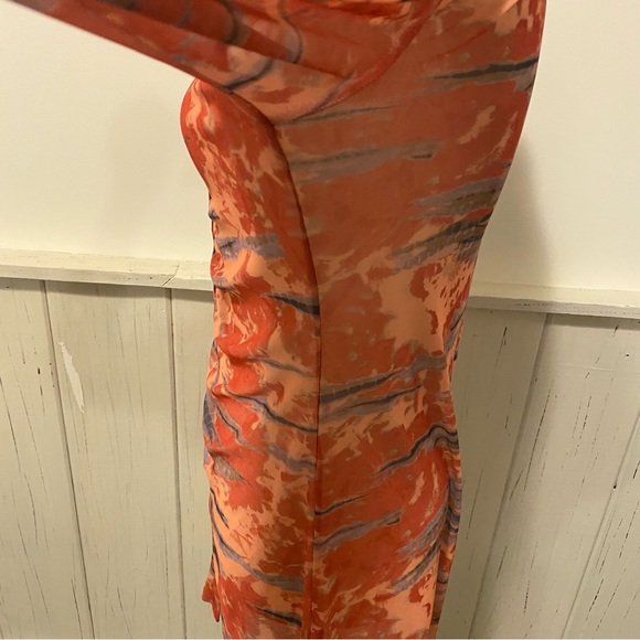 Wild Fable Small Mesh Long Sleeve Button Up Orange Tie-Dye Dress - Picture 13 of 13